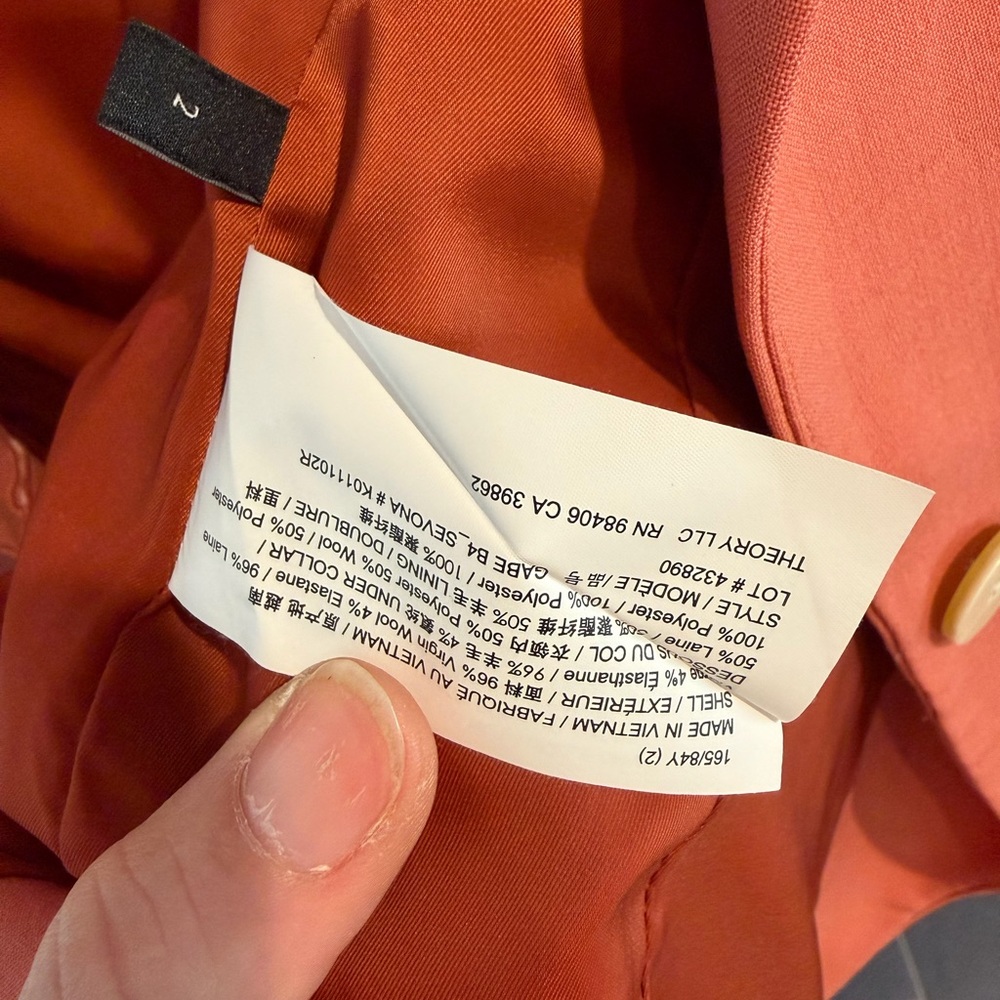 Theory Women's Gabe Sevona Virgin Wool Blazer in Coral *Matching Dress Avail.* - Picture 7 of 10